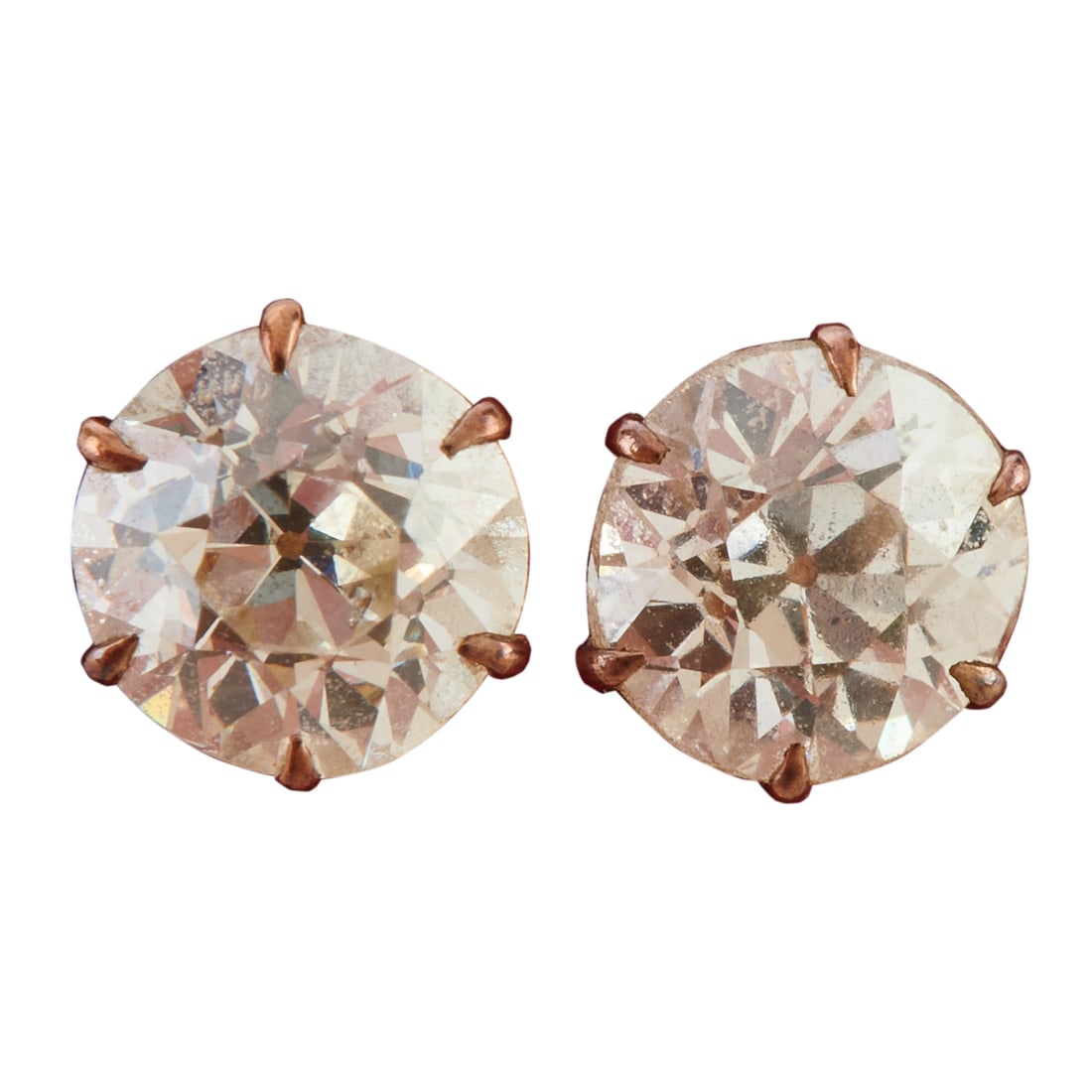 Pair of Diamond, 14k Yellow Gold Stud Earrings: Pair of Diamond, 14k Yellow Gold Stud Earrings. Each featuring one old European-cut diamond weighing approximately 0.40 ct., set in a 14k yellow gold stud mounting. Total diamond weight for the pair