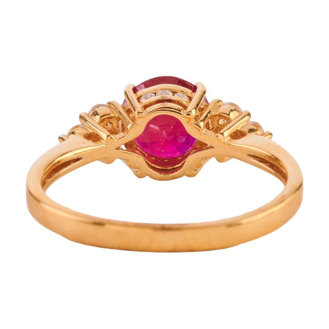 Treated Ruby, Colorless Stone, 18k Yellow Gold Ring - 3