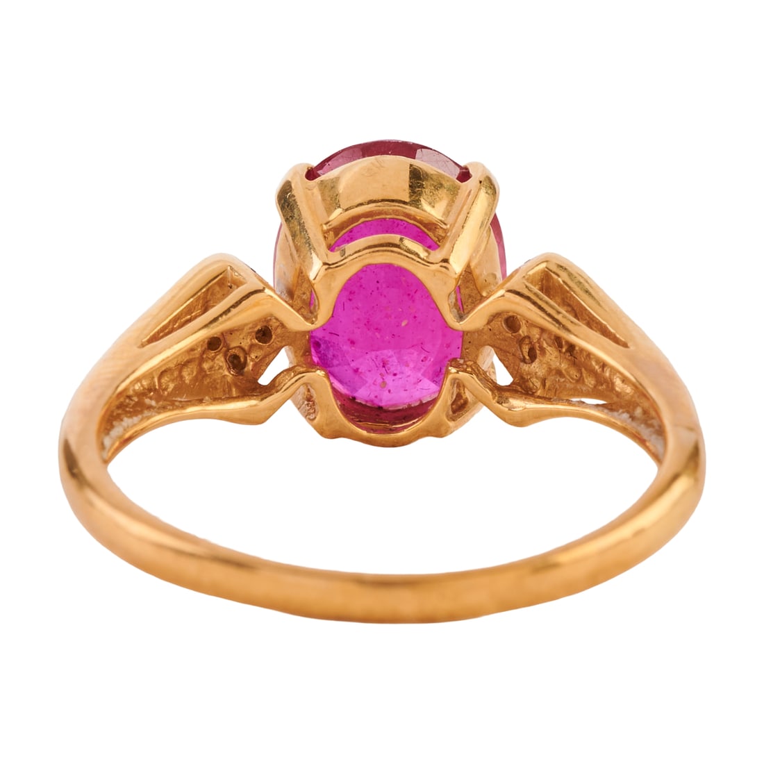 Treated Ruby, Diamond, 18k Yellow Gold Ring - 3