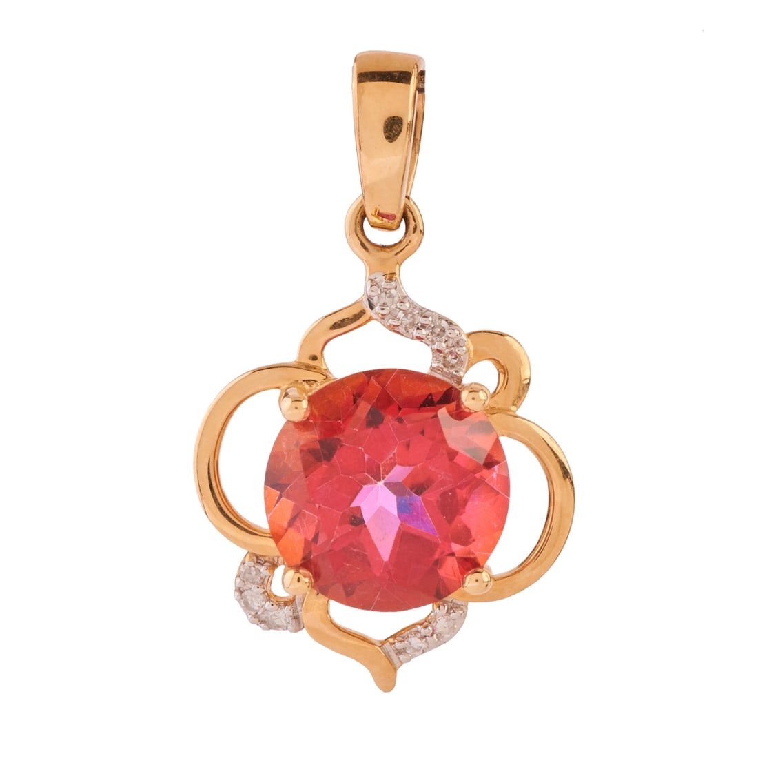 Treated Topaz, Diamond, 14k Yellow Gold Pendant (1 of 3)