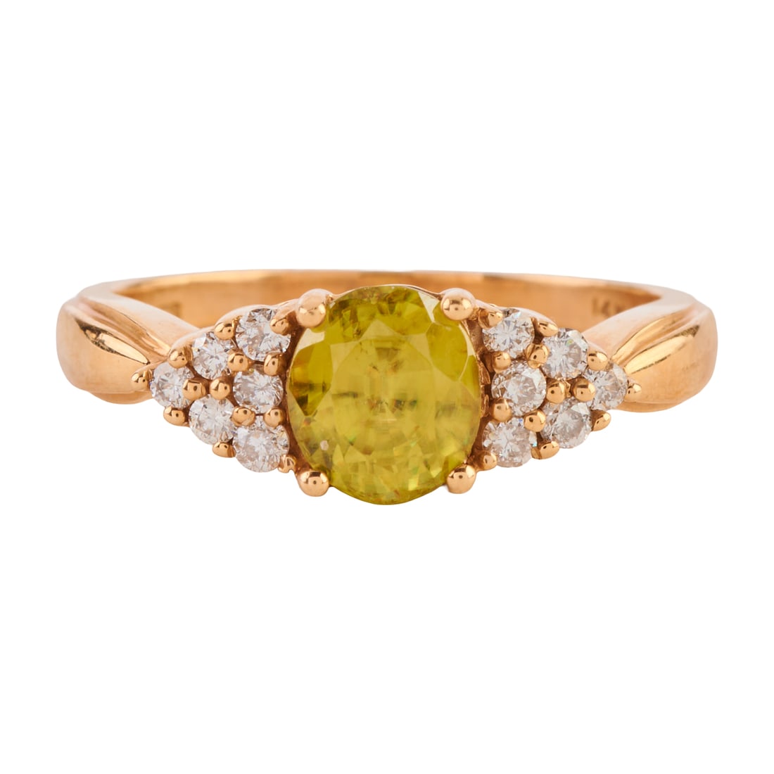 Sphene, Diamond, 14k Yellow Gold Ring (1 of 4)