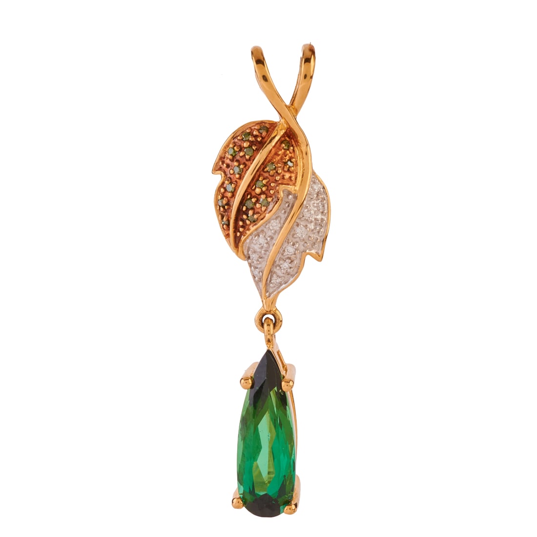 Green Tourmaline, Diamond, 18k Yellow Gold Pendant (1 of 3)