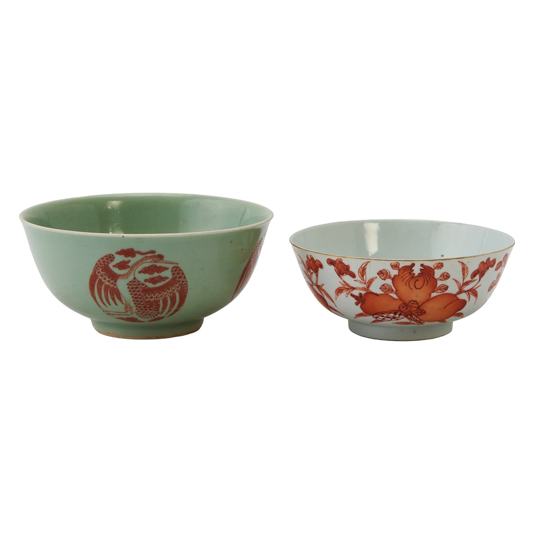 A Phoenix Bowl and an Fu-Shou Bowl, Daoguang and Tongzhi Periods: A Phoenix Bowl and an Fu-Shou Bowl, Daoguang and Tongzhi Periods.;{Largest :H 3 x Diameter 6 3/4 inches}.