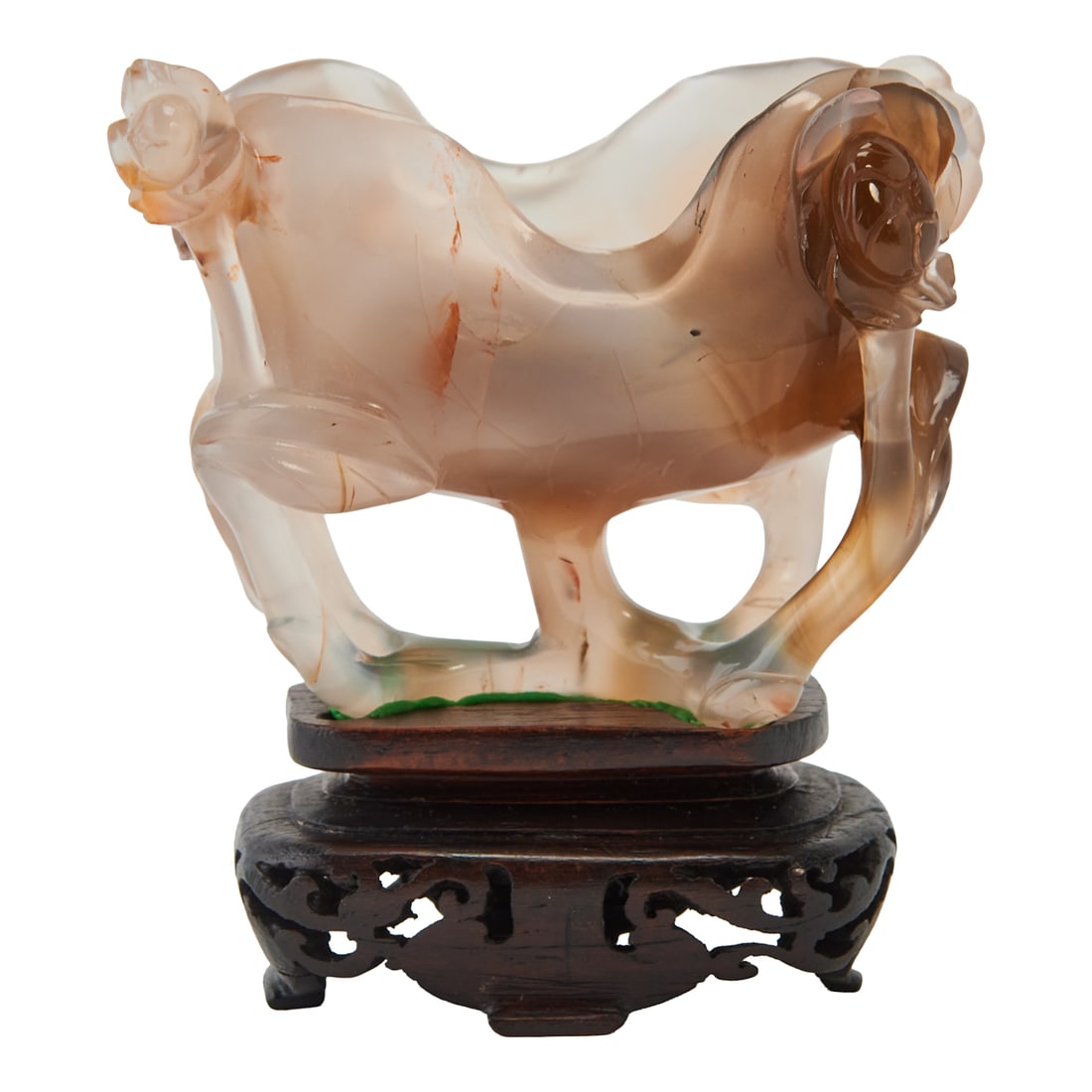 Chinese Carved Agate Bowl on Stand, Late Qing Dynasty (1 of 4)