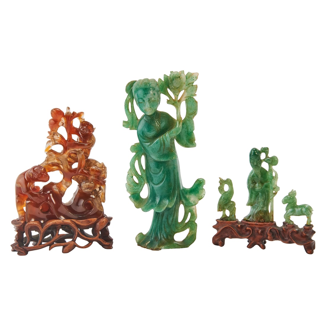 A Group of Three Carved Figures and Animals (1 of 5)