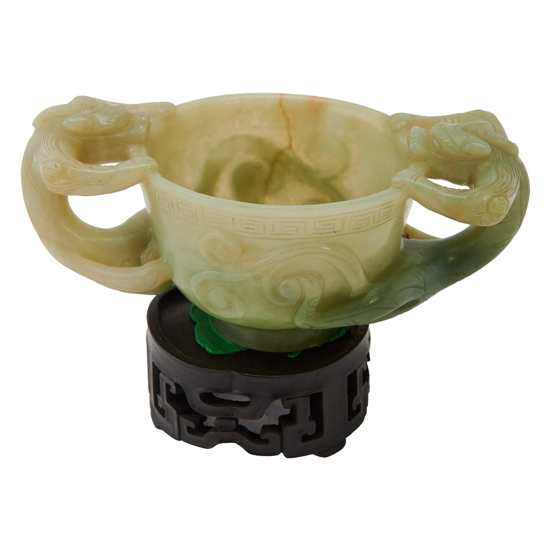 A Hetian Jade Cup with Twin Chi-Dragon Handles, Ming Dynasty (1 of 4)