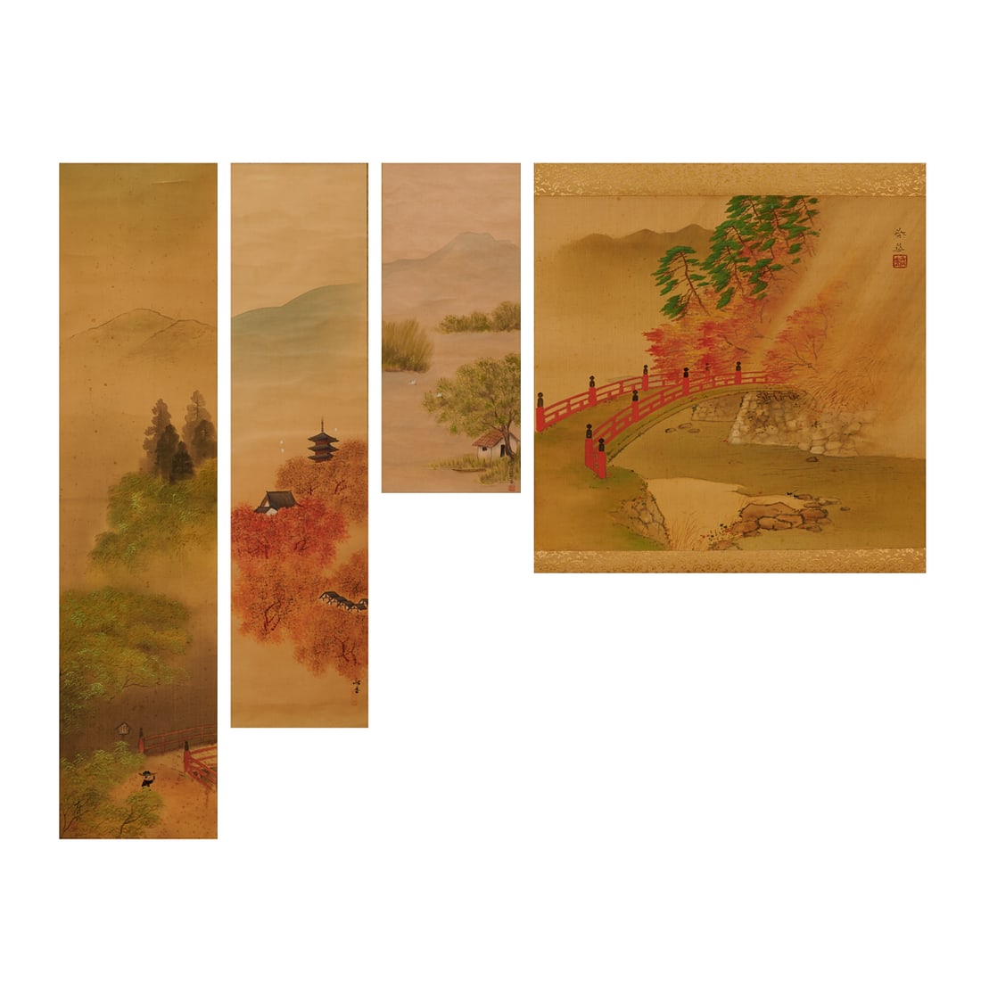 Four Japanese Landscape Paintings, 19th-20th Century (1 of 14)