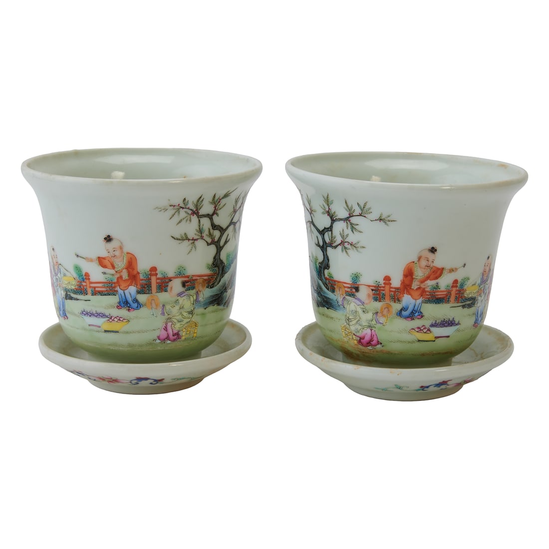 A Pair of Famille Rose “Boys at Play?? Planters, Republic Period (1 of 4)
