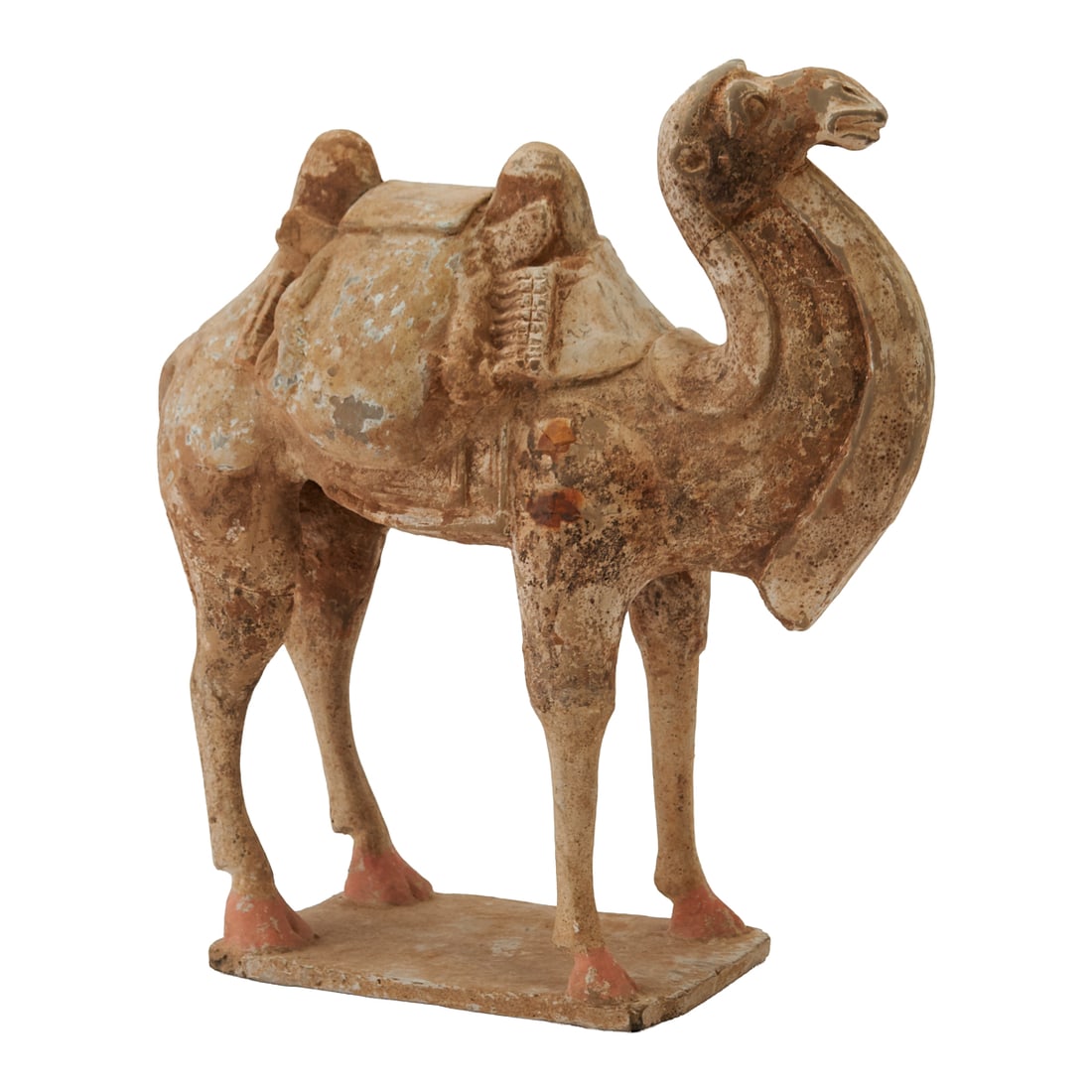 Chinese Polychrome Funerary Figure, Camel, Tang Dynasty: Chinese polychrome funerary figure, Camel. {H 12 1/2 inches}.Notes: This lot includes a Certificate of Authenticity from Dragon Culture Gallery, Hong Kong/New York.Provenance: From a longstanding Cali