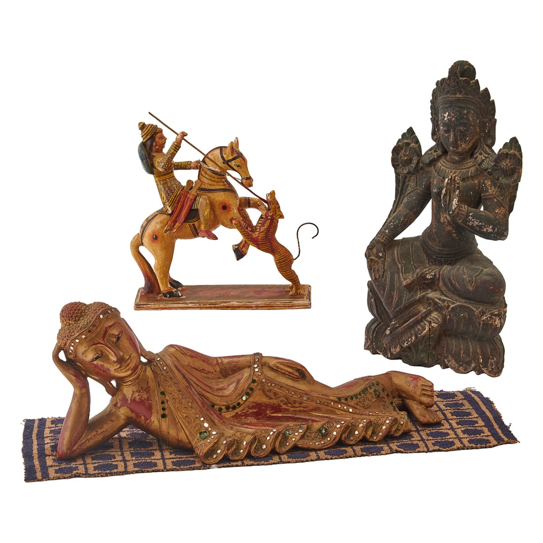 Three Southeast Asian Carved Wood Figures, 19th-20th Centuries (1 of 7)