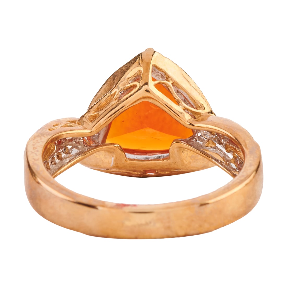 Fire Opal, Diamond, 14k Yellow Gold Ring - 3