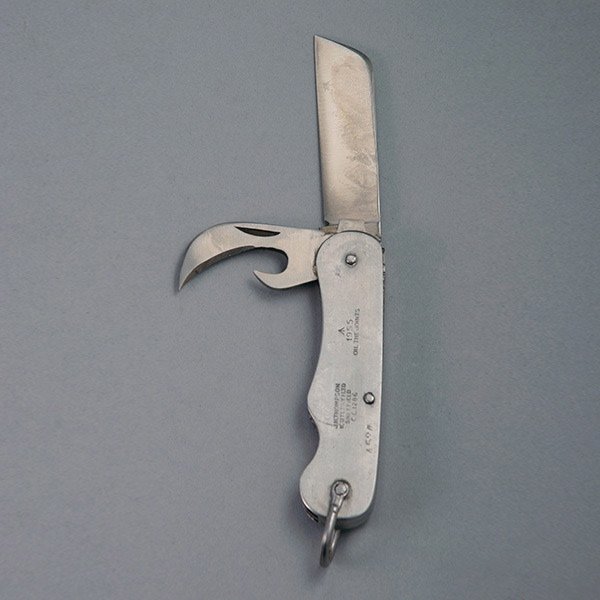 Two blade English folding all metal knife: Two blade English folding all metal knife by J. H. Thompson, and dated 1955