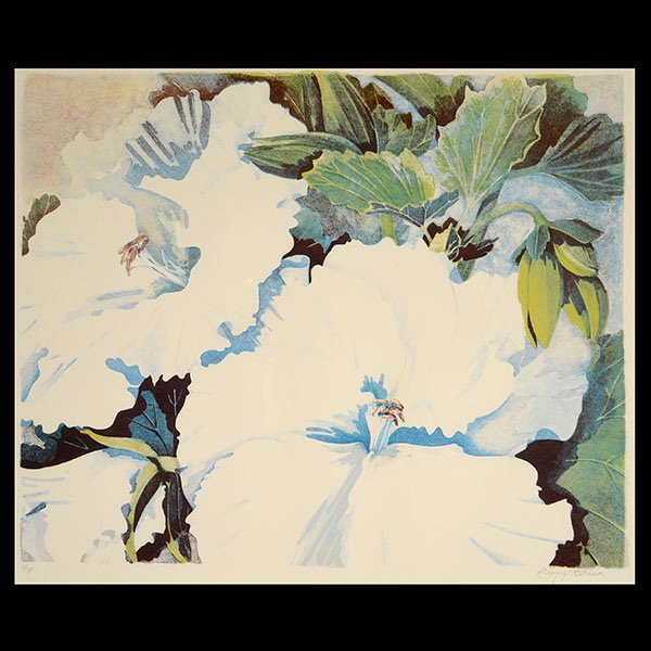 Contemporary Lithograph GARY BUKOVNIK: GARY BUKOVNIK (American b. 1947) "Pelargonium" Color lithograph on paper. Signed l/r "Gary Bukovnik" and numbered "45/150".