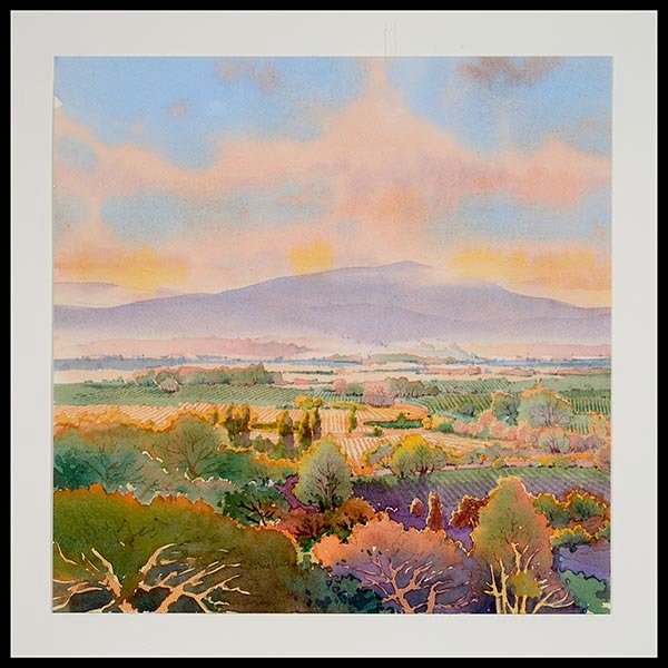 DOUGLAS CHUN "Morvan" Watercolor: DOUGLAS CHUN (American b. 1932) "Morvan" Watercolor on paper. 12 x 11 3/4 inches. Signed and dated in image "Douglas Chun".