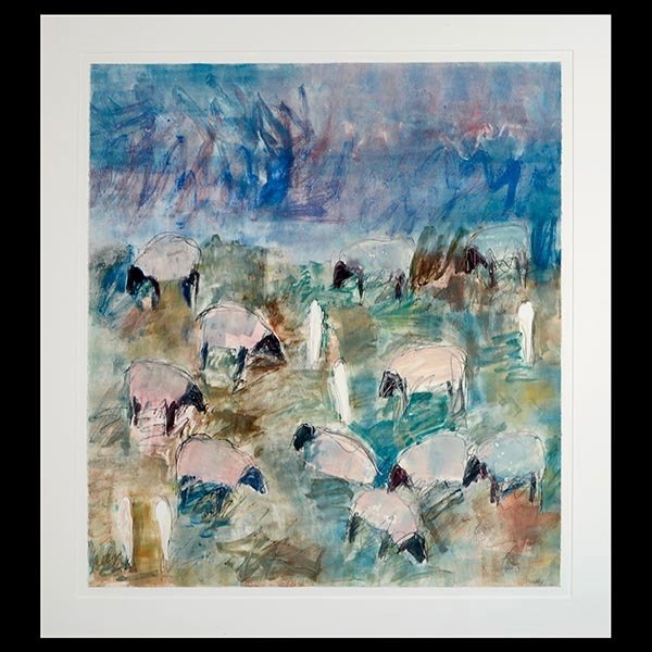 Print "Africa Series #7" Signed and dated: THEODORE WADDELL (American, b. 1941) "Africa Series #7" 1988 Color monotype on paper. 47 x 41 1/2 inches. Signed and dated l/l.
