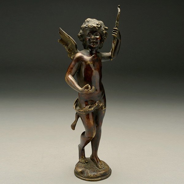 After Moreau, Bronze Figure of Cupid: After Moreau, Bronze Figure of Cupid, inscribed "Moreau sculpteur" {Height 14 1/2 inches}
