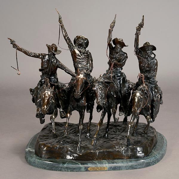 Coming Through The Rye, Frederic Remington: After Frederic Remington (American 1861-1909), Bronze Group of "Coming Through the Rye ", inscribed "Frederic Remington" {Height 28 inches; dimensions of base 26 x 19 inches}
