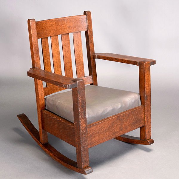 Arts & Crafts Rocker: Arts & Crafts Rocker Length: 29 inches, Depth: 34 inches, Height 35 inches