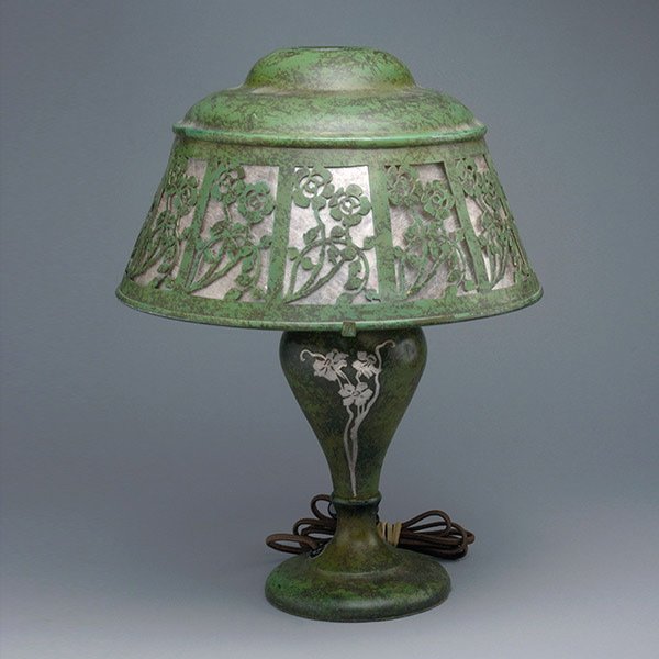 Heintz Lamp: Heintz Lamp Height: 16 inches, verdigris finish