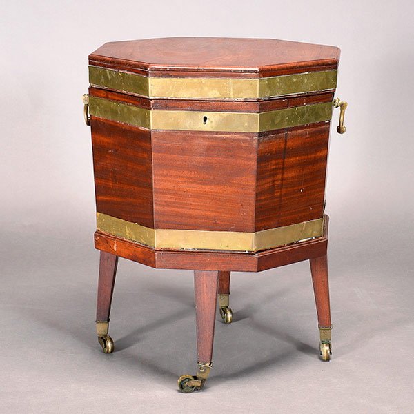 Regency Octagonal Wine Cooler: Regency Octagonal Wine Cooler {height 22 inches; diameter 18 inches} [losses to handles; lid]
