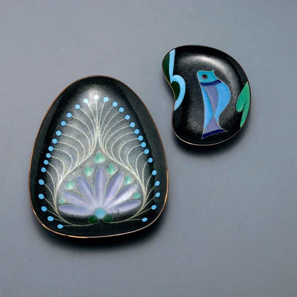 Two Miguel Pineda Enamel Dishes: Two Miguel Pineda Enamel Dishes {Length of larger 6 3/4 inches}