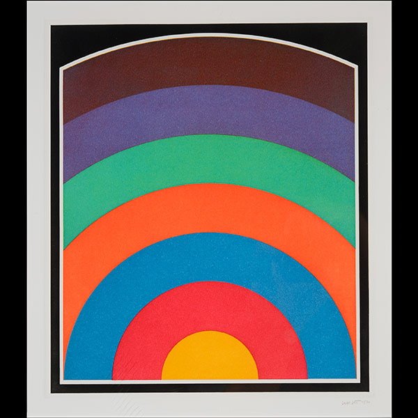SOL LEWITT, Contemporary American Art: SOL LEWITT (American 1928 - 2007) "Arc Bands" Color Etching and Aquatint on Paper 15 x 13 inches. Signed and numbered l/r "Lewitt 11/30".