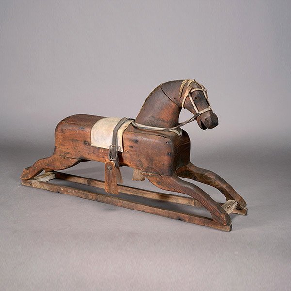 Folk Art Ebonized Wood Hobby Horse: Folk Art Ebonized Wood Hobby Horse {Dimensions 24 x 46 x 10 inches}