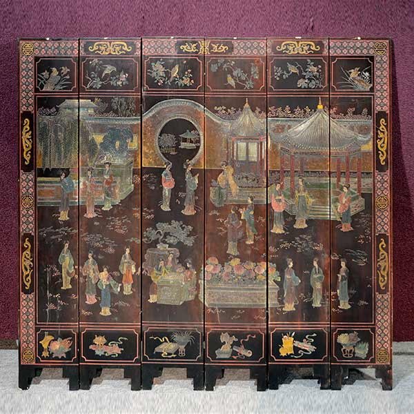 Chinese Coromandel Six Panel Screen: Chinese Coromandel Six Panel Screen {Height 72 inches; width of each panel 13 1/2 inches}
