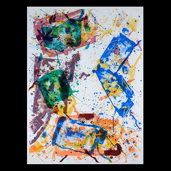 SAM FRANCIS, Abstract Lithograph: SAM FRANCIS (American 1923-1994) Untitled. Lithograph printed in colors. Sheet: 47 1/2 x 34 1/2 inches / 120.6 x 87.6 cm. Signed lower right: Sam Francis. Numbered lower left 74/250. (Condition:Colors