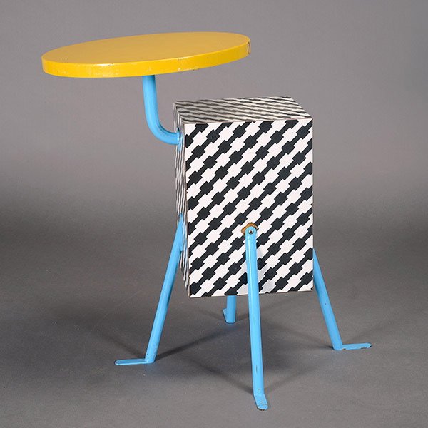 Small Table Made by Memphis Milano.: Small Table Made by Memphis Milano. Circa 1981 "Kristall" table by Michael de Lucchi. Retains original Memphis Milano metal label. Measures approximately 25 1/4 inches in height and table top of appro