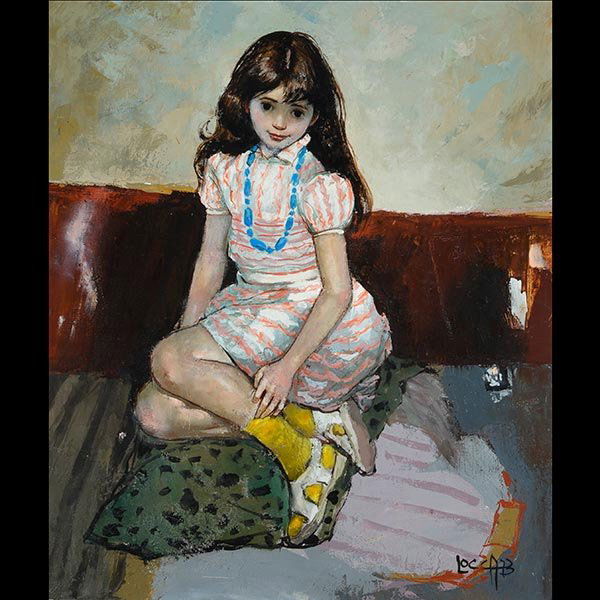 ALBERT LOCCA "Portrait of a Girl" Oil on Canvas: ALBERT LOCCA (Swiss 1895-1966) "Portrait of a Girl" Oil on canvas. 30 x 24 inches. Signed and dated l/r "73".