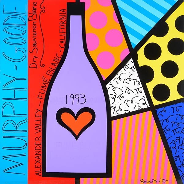 ROMERO BRITTO, Wine Country Art: ROMERO BRITTO (American b.1963) "Murphy = Goode" Acrylic on canvas 48 x 48 inches/ 122 x 122 centimeters Signed lower right "Romero Britto" PROVENANCE: Private Collection, San Rafael, California