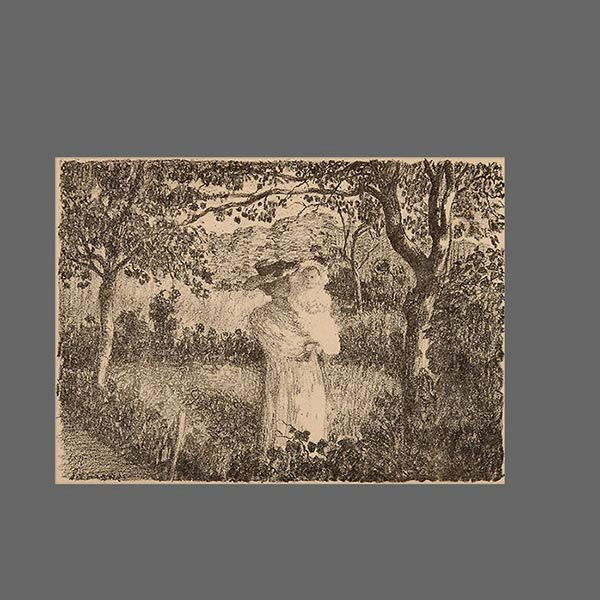 HENRI LEBASQUE, French Lithograph, Signed: HENRI LEBASQUE (French 1865-1937) "La Promenade au Jardin" Lithograph on wove paper. 7.125 x 10.75 inches/ 18 x 27.5 centimeters. Signed lower left in plate "Lebasque" Included in lot: COA from Global