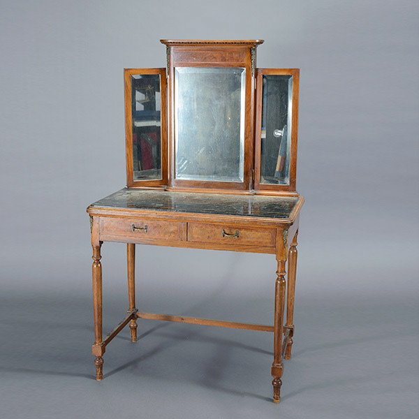 Italian Neoclassical Style Tri Fold Mirrored Vanity: Italian Neoclassical Style Tri Fold Mirrored Vanity {Dimensions 61 1/2 x 36 x 20 inches}
