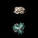 TWO DIAMOND, EMERALD, 14K YELLOW GOLD RINGS.