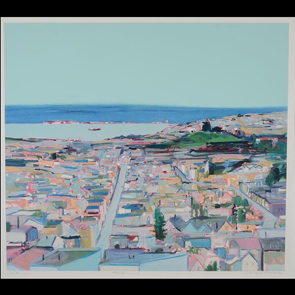GREGORY KONDOS San Francisco, Lithograph: GREGORY KONDOS (American, b. 1923) "San Francisco 6/10 s.i." Color lithograph on paper. 24 x 28 inches. Signed and dated in pencil l/r "1989" and numbered l/l.