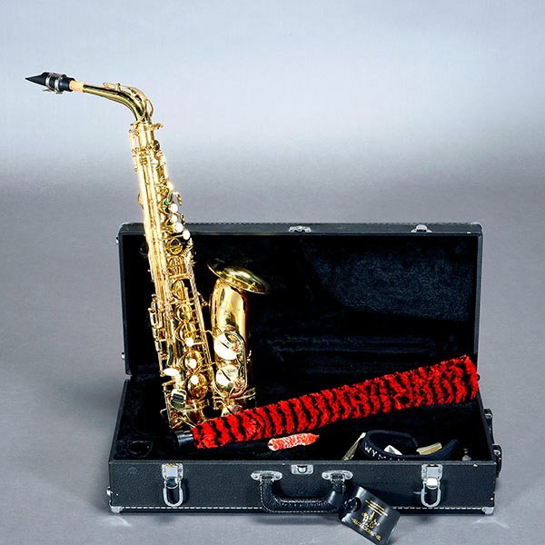 Antigua Winds Saxophone with Case: Antigua Winds Saxophone with Mother of Pearl Finger Buttons, and case {Length 25 1/2 inches}