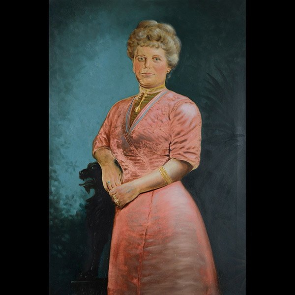 A.D.M. COOPER Portrait of a Woman Oil on canvas: ASTLEY DAVID MIDDLETON COOPER (Californian 1856-1924) "Portrait of Bessie Hinds of San Jose, 1912" Oil on canvas. 45 x 30 inches. Frame: 50 x 34 1/2 inches. Signed and dated l/r "1912".