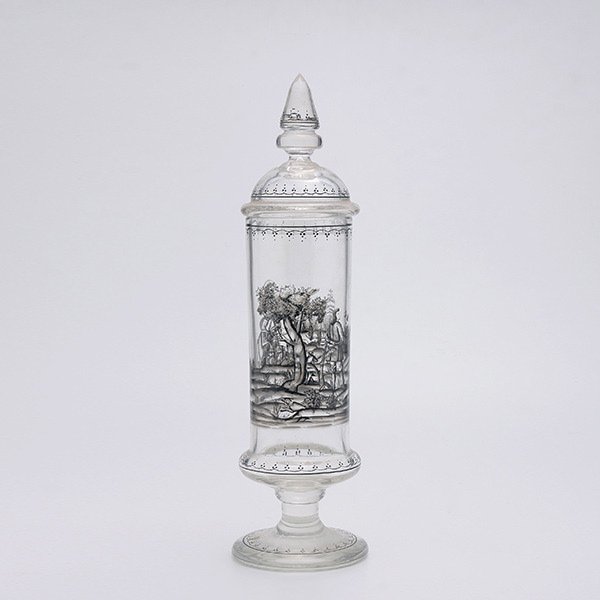 Continental Enameled Glass Pokal: Continental Enameled Glass Pokal {Height 13 3/4 inches}