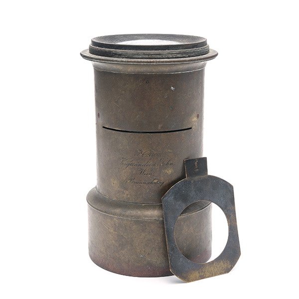 19th Century Brass Voigtlander 300 mm Lens: 19th Century Brass Voigtlander 300 mm Lens, for 11 x 14 plates {Length 10 1/4 inches}