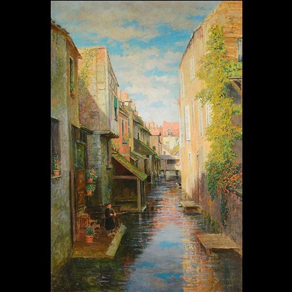 ROBERT VAN BOSKERCK "Venetian Canal" o/c: ROBERT VAN BOSKERCK (American 1855-1932) "Venetian Canal" Oil on canvas. 30 1/4 x 20 1/4 inches. Frame: 32 1/2 x 22 1/4 inches. Signed l/l.