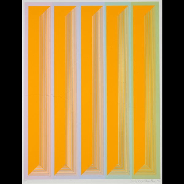RICHARD ANUSZKIEWICZ "IV" Geometric Serigraph: RICHARD ANUSZKIEWICZ (American, b.1930) "IV" Serigraph on paper. Sight: 26 x 19 inches. Signed l/r and numbered "91/200, 1972"