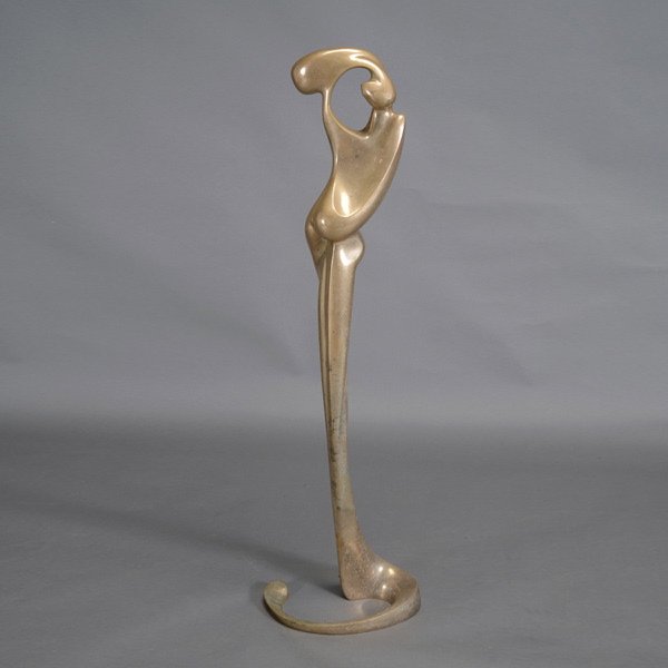 GEORGES CHARPENTIER "Embrace" Brass: GEORGES CHARPENTIER (French b.1937) "Embrace" Brass. 51 x 14.5 x 8.5 inches/ 129.5 x 36.8 x 21.6 centimeters. Inscribed on base "G. Charpentier, 3/8 with Makers mark"