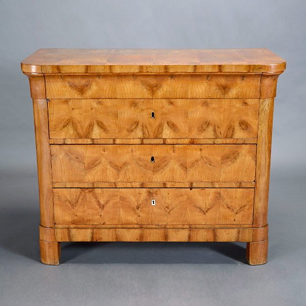 Biedermeier Chest of Drawers: Biedermeier Chest of Drawers {Dimensions 39 1/2 x 47 x 22 1/4 inches} [lacking two escutcheons] [key]