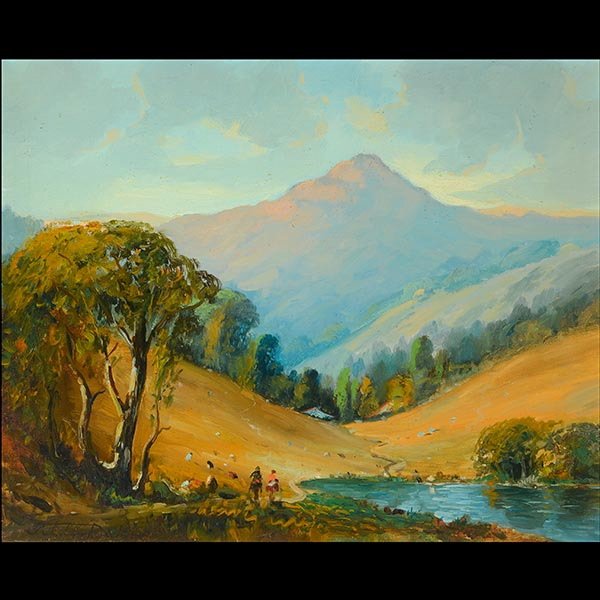 TILDEN DAKIN California Golden Hills Oil on canvas: SIDNEY TILDEN DAKIN (Californian 1876 - 1935) "Untitled - California Golden Hills" Oil on canvas. Sight: 19 1/2 x 24 1/2. Signed l/l.