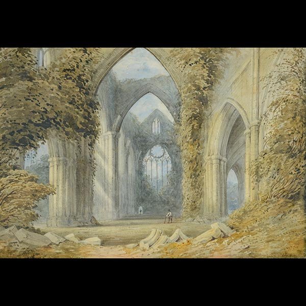 SAMUEL PROUT "Cathedral Ruins" Watercolor: SAMUEL PROUT (British 1783-1852) "Untitled - Cathedral Ruins" Watercolor on paper. Sight: 11 x 15 1/2 inches. Signed l/r. (Inspected in frame - appears in good overall condition - contact directly for