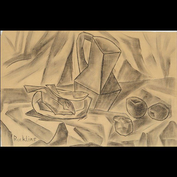 VERA ROCKLINE Modern Still Life Russian Federation: VERA SCHLESINGER ROCKLINE (Russian Federation 1896-1934) "Still Life" Charcoal on paper. Sight: 13 x 19 inches. Frame: 21 x 27 inches. Signed l/l "Rockline". CONDITION: Inspected in frame - appears in