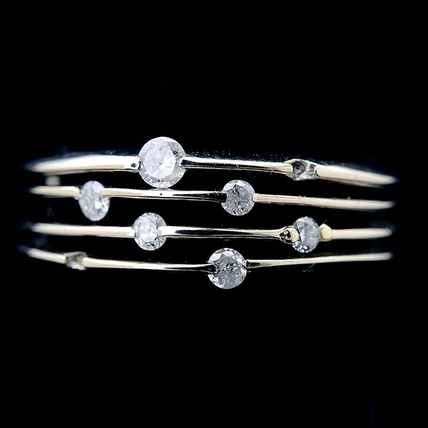 Diamond, 10k Yellow Gold Ring.: Diamond, 10k Yellow Gold Ring. Featuring eight full-cut diamonds weighing a total of approximately 0.15 cttw., set in a 10k yellow gold mounting. {Size 7, Gross Weight: 3.3 dwts} Note: Two diamonds mi