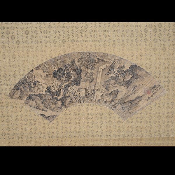 A Hanging Scroll of Fan Painting: A Fan Painting Hanging Scroll, Ink and color on paper, inscribed and dated 1929, signed 'Zhongjin' and 'Zhou Dao', one seal. Width: 19 1/2 inches (49.5 cm) [Folding with minor associated paint losses,