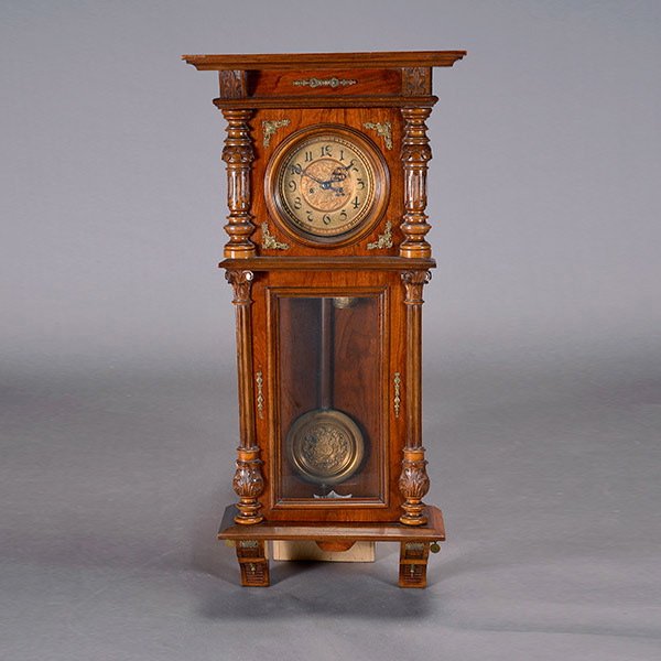 German Gilt Bronze Regulator Wall Clock: German Gilt Bronze Regulator Wall Clock, Becker, 3rd Quarter 20th Century {Dimensions 40 x 19 x 7 3/4 inches}
